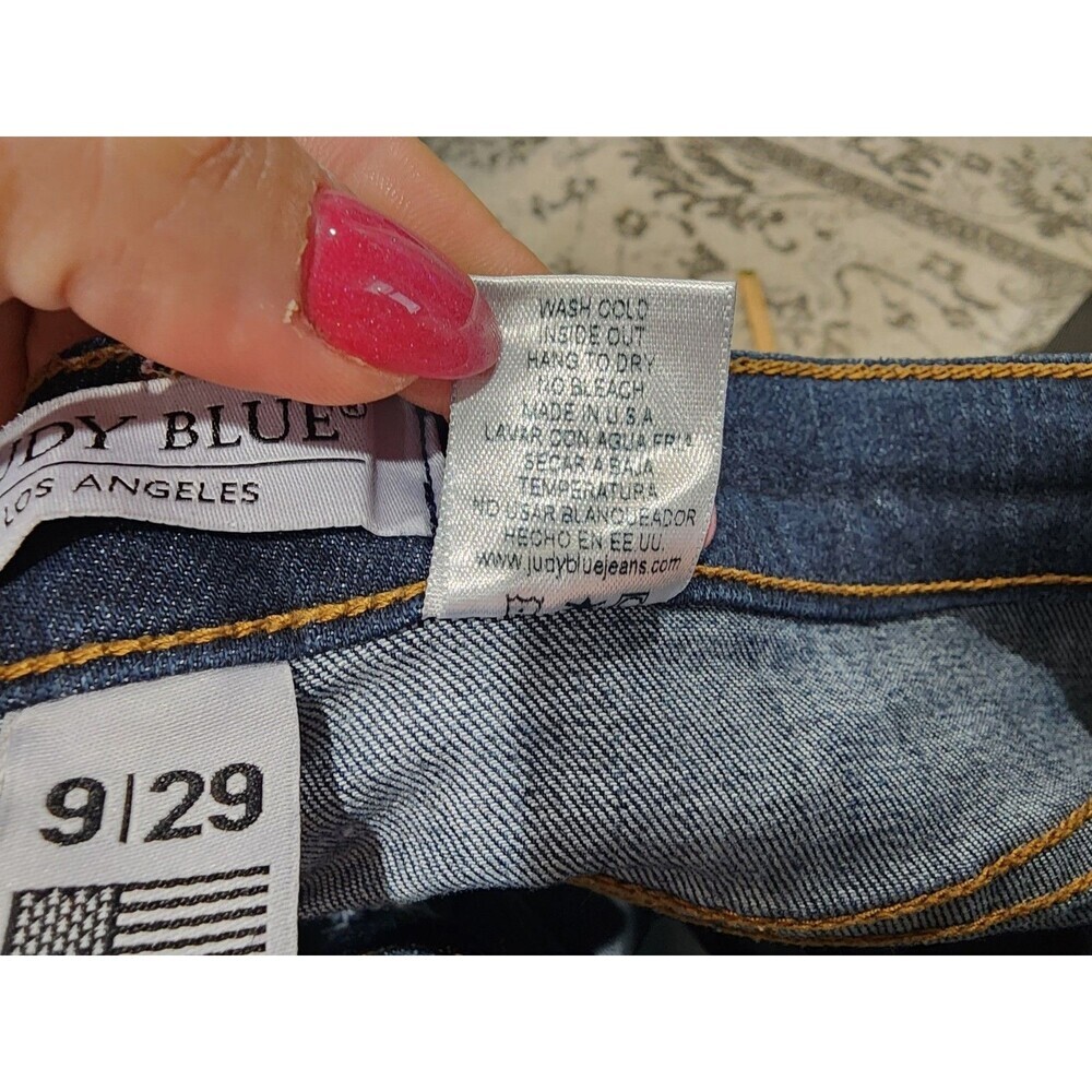 Judy Blue Womens Skinny Fit Jeans 8369-1 Blue Denim Frayed Hem 9/29 Boho Preppy - Picture 6 of 8